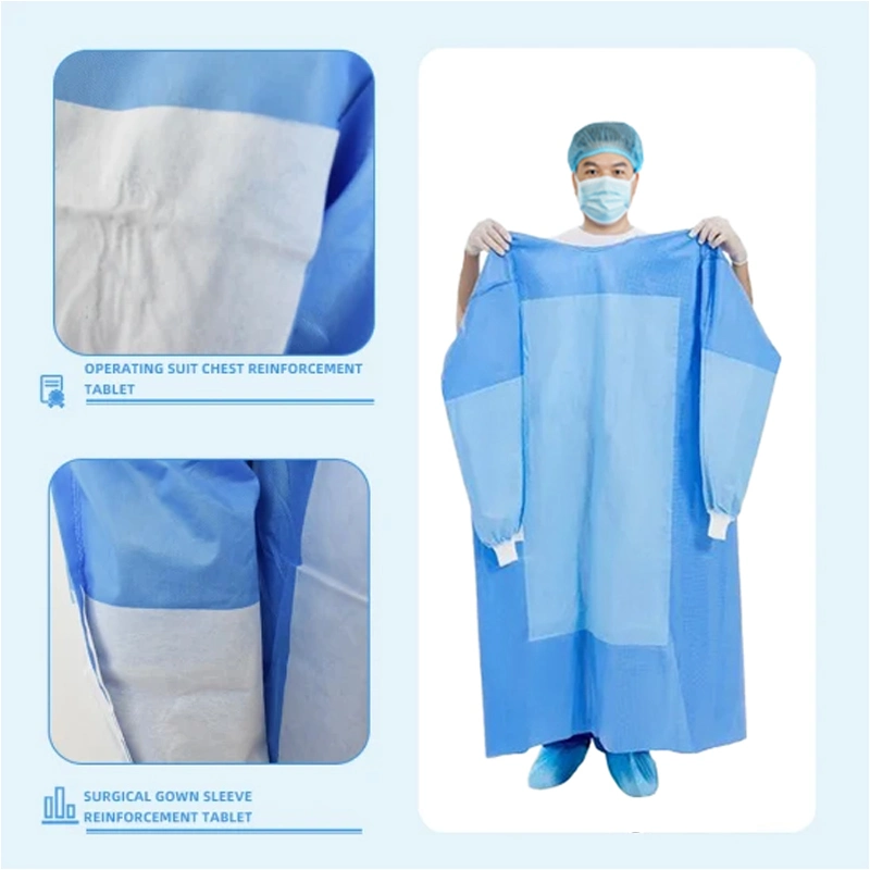 Velcro Closure SMS Dispsoable Non Sterile Surgical Gown 45GSM