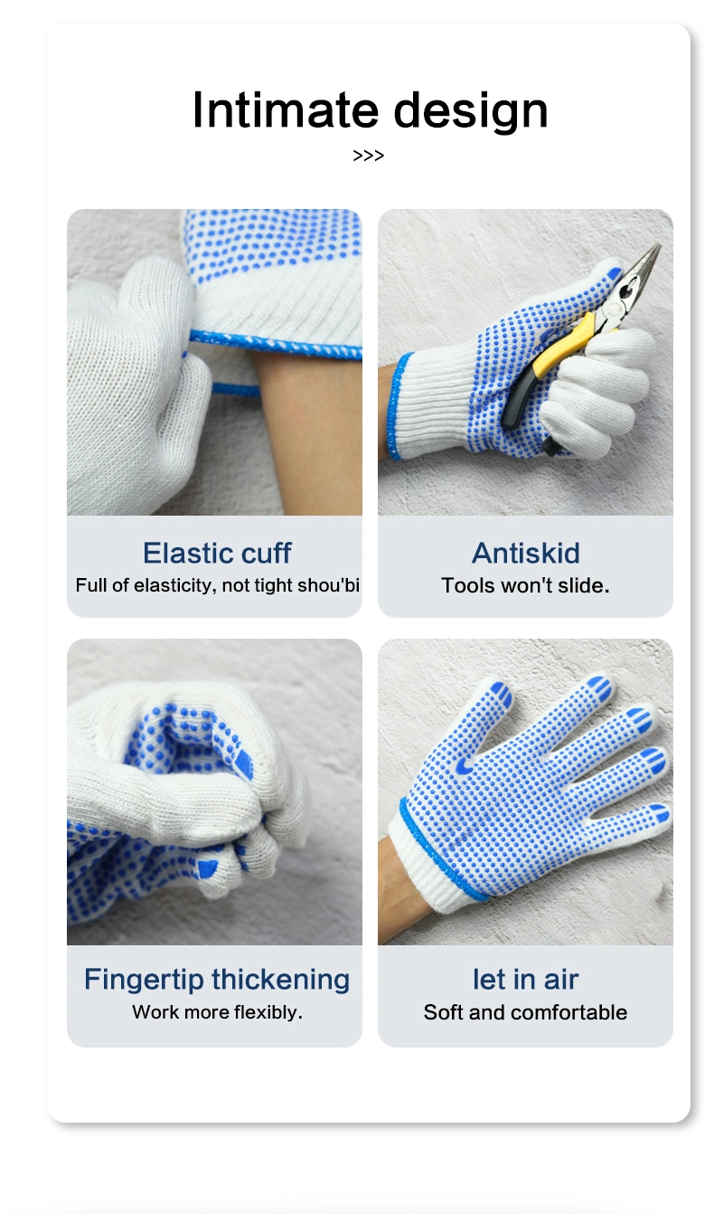 China Wholesale Price 35g-80g/Pair Construction/Industrial/Protective Guante PVC Dotted/Dots Safety/Work/Working Knitted Cotton Gloves