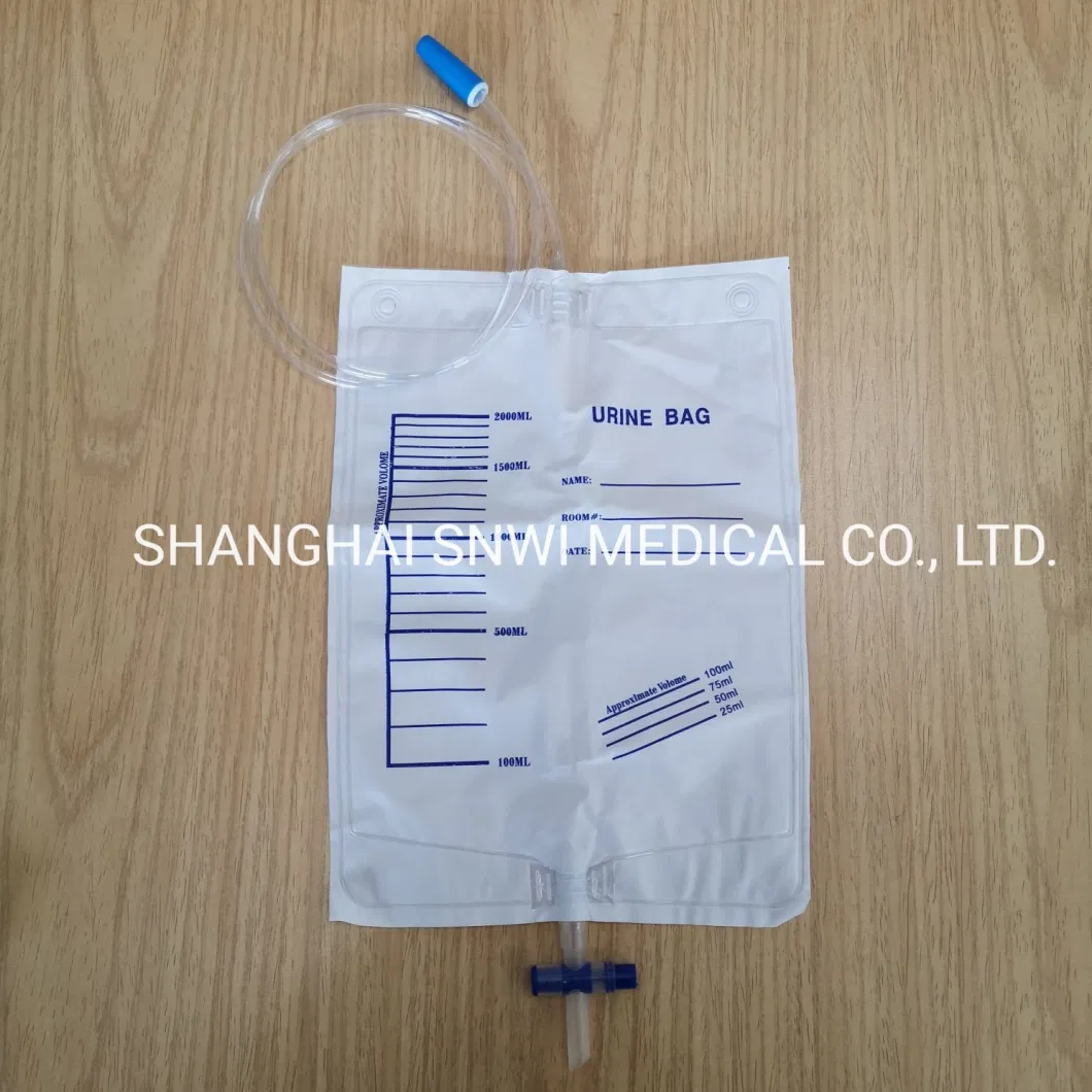 Disposable Sterile Urine Collection Drainage Bag 2000ml with Push-Pull/ T Valve
