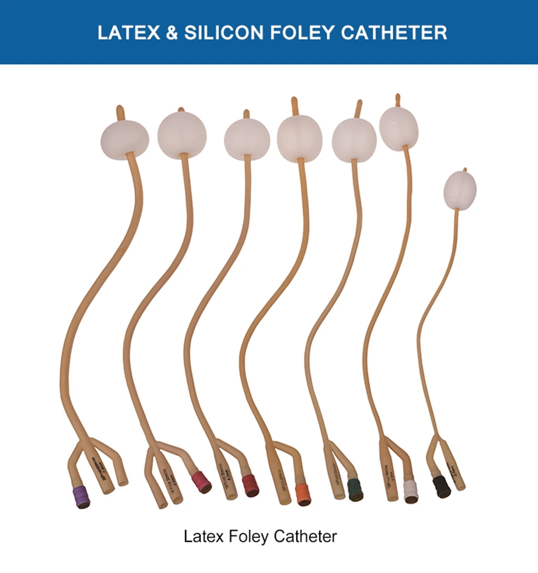 Disposable Sterile 100% Latex Foley Catheter Urine Catheter with 100% Silicon Coated Urinary Catheter