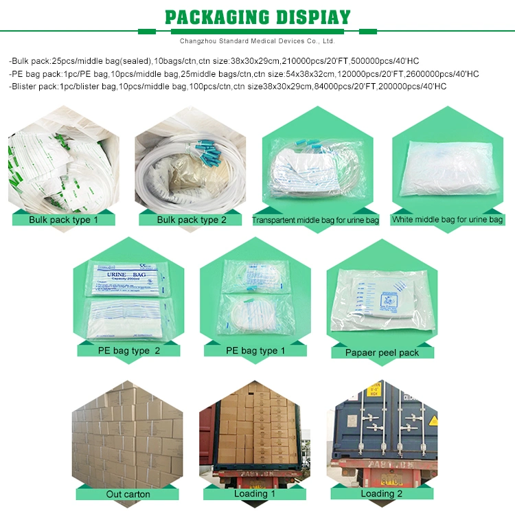 Disposable PVC Medical 100ml or 200ml Standard Economic Urine Bags with Push-Pull Valve Outlet