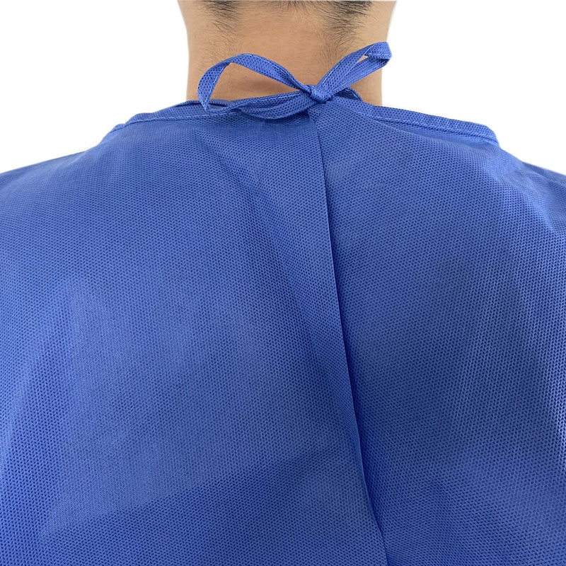 Sell Well Dust-Proof Surgical Gown 40GSM Blue Disposable SMS Non-Woven Isolation Gown
