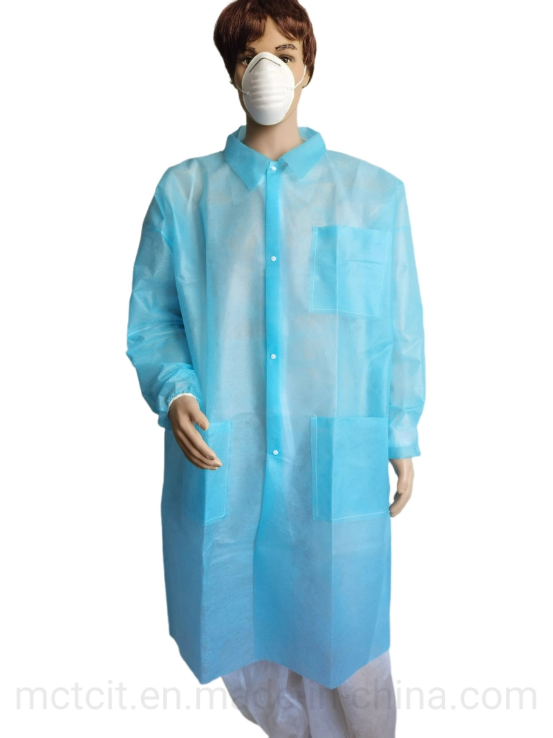 Disposable Visitor Coat Non-Woven White Color Lab Coat