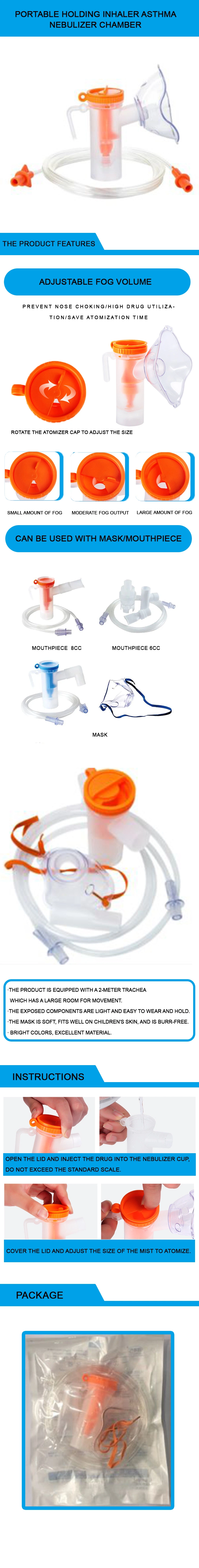 CE/ISO Approved Asthma Inhaler Inhalation Chamber Aerosol Spacer with Adult and Child Masks