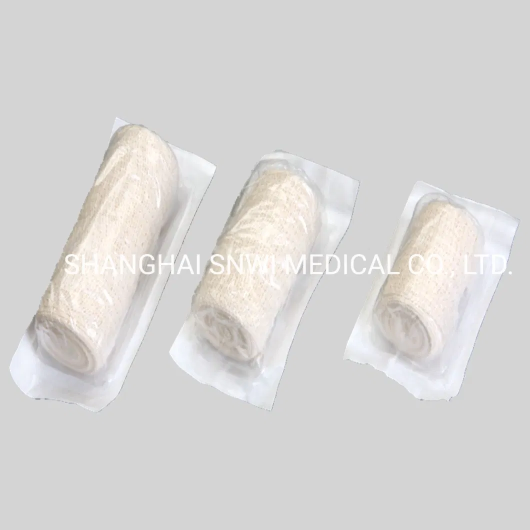 CE ISO Approved Medical Cotton Surgical Disposable Hemostasis Red/Blue Line Plain Spandex Crepe Elastic Bandage with Clips