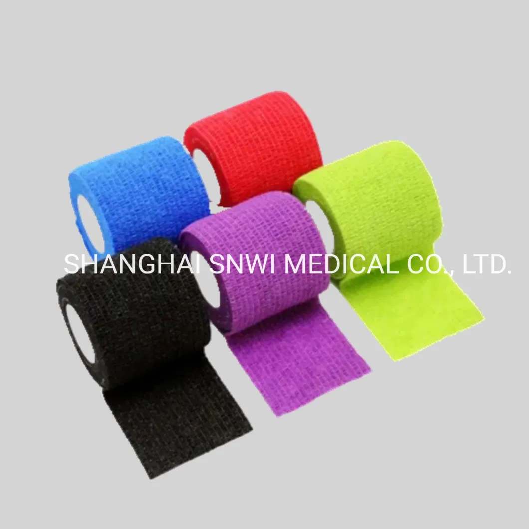 CE ISO Approved Medical Cotton Surgical Disposable Hemostasis Red/Blue Line Plain Spandex Crepe Elastic Bandage with Clips