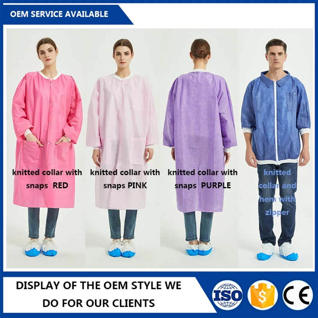 Disposable Nonwoven PP Lab Coat with Pockets