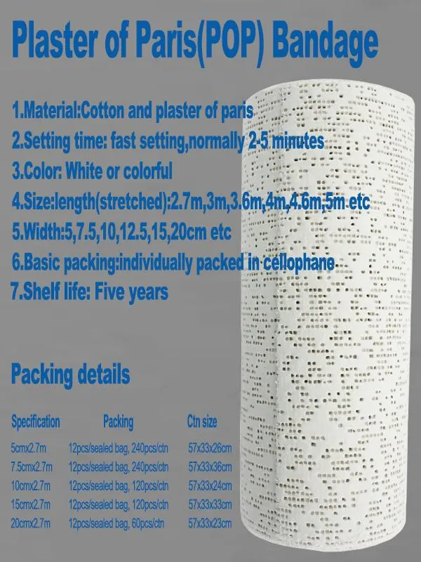 Medical Pop Bandage Plaster of Paris Orthopedic Cast Bandage