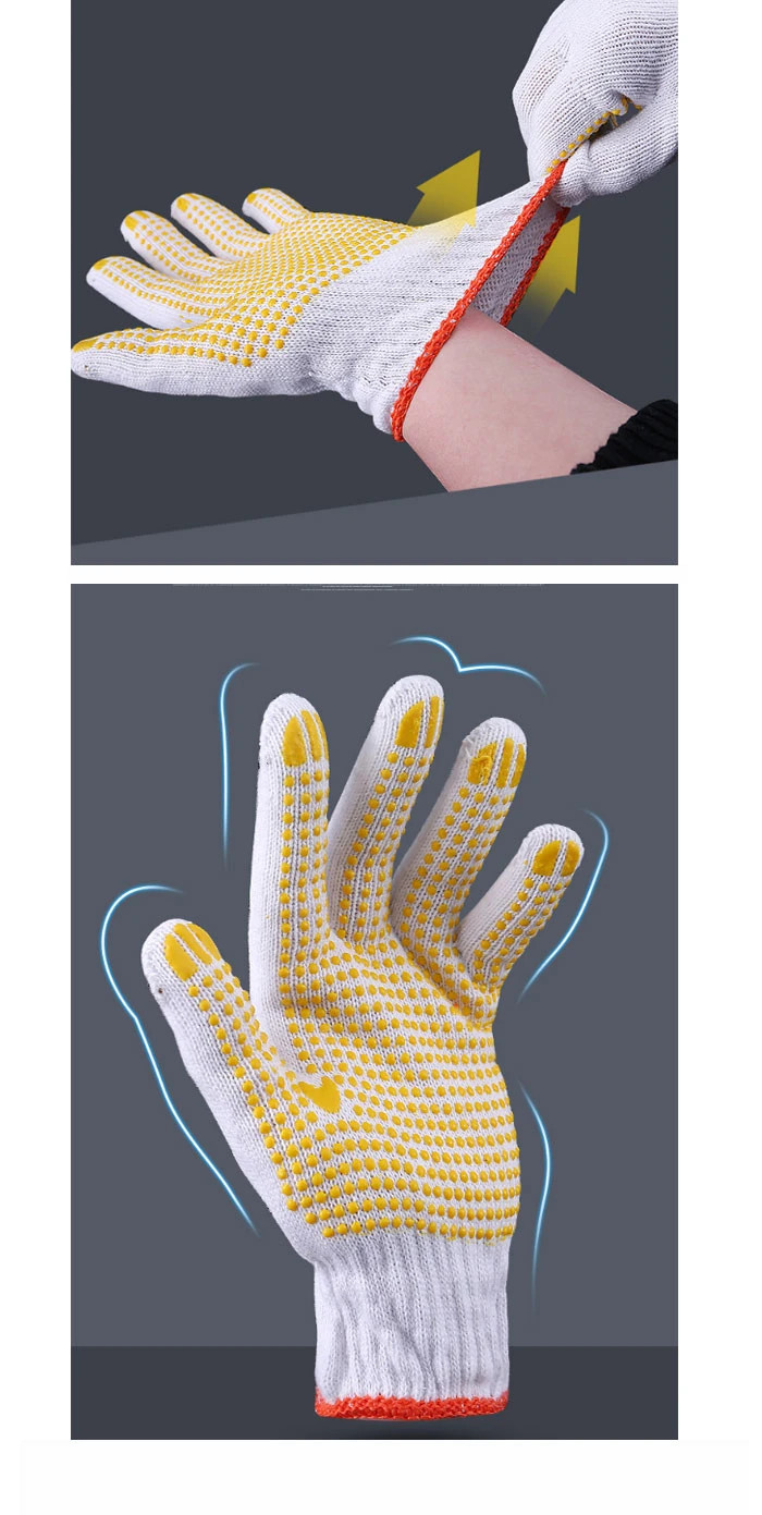 Wholesale Cotton Poly Resistant Knitted Dotted PVC Coated Safety Gloves