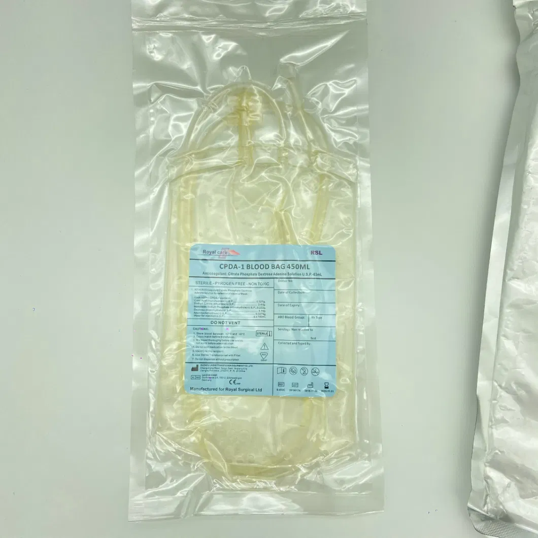 Disposable Blood Collection Bag Cpda-1/Cpd+Sagm 450ml Single/Double/Triple/Quadruple