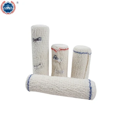  Emostasi monouso chirurgica in cotone con approvazione ISO CE, linea rossa/blu Bendaggio elastico semplice Spandex Crepe con clip