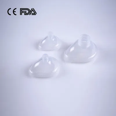  Maschera per anestesia monouso in silicone per uso medico, per adulti, taglia 5, silicone a forma di orecchio + maschera di chiusura in PC con certificazione CE FDA