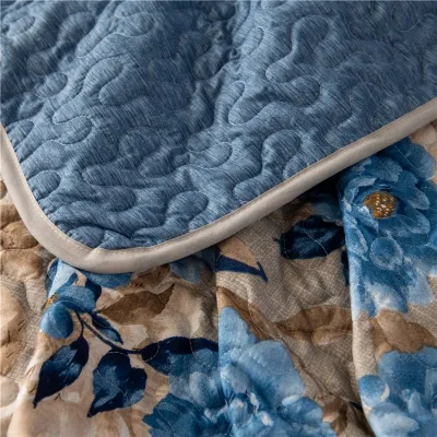  Letto di design più recente a basso prezzo con stampa floreale in poliestere Copriletto in tessuto