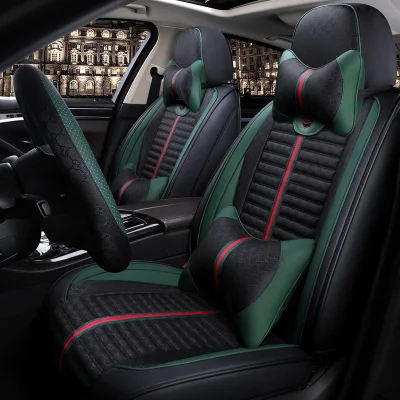  Hot Selling Green Airbag compatibile PVC Sport Luxury impermeabile 5 Sedili sedili sedili per auto con set completo universale, coprischianti