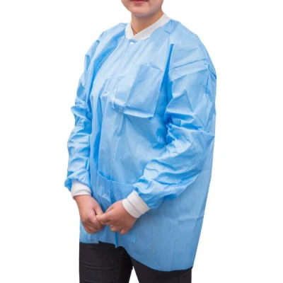  Factory Hot sale PP o SMS tessuto non tessuto monouso Blu Camice da laboratorio