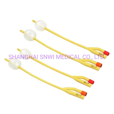 Monouso Ospedale medico sterile a 2 vie o 3 vie silicone Catetere Latex Foley di drenaggio urinario rivestito per maschio o femmina Pacchetto individuale