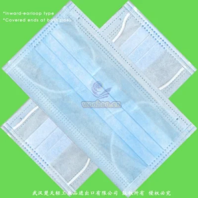  Sicurezza ospedaliera/Protective 3-ply Earloop/carta/barba/laboratorio/medico/isolamento/medico 3-ply non tessuto monouso viso chirurgico in PP Maschera con aggancio/aggancio elastico