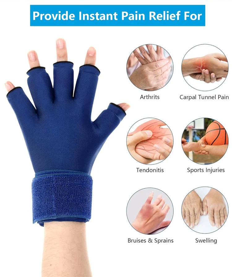 Custom Adjustable Wrist Strap Compression Arthritis Relief Pain Hands Gel Ice Pack Wrap Cold Therapy Gloves