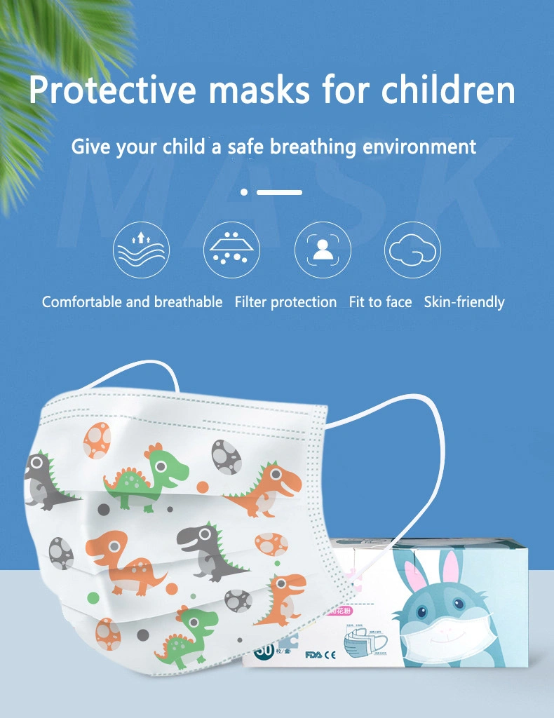 Non-Woven Fabric Disposable Children Mask 3 Ply Kids Face Masks