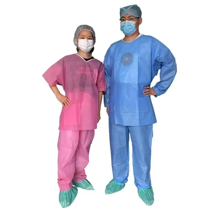 Disposable Nonwoven Surgical Gown SMS PP Uniform Scrub Suit for Nurse or Doctor Hospital Using Gowns