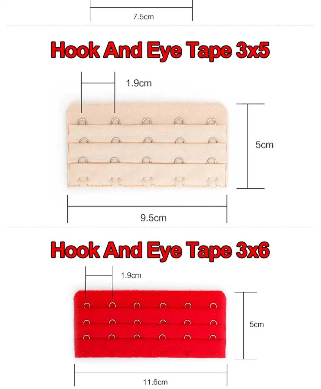 Hot Sales Custom Size Polyester Nylon Seamless Hook and Eye Tape for Swimwear Sports Bra