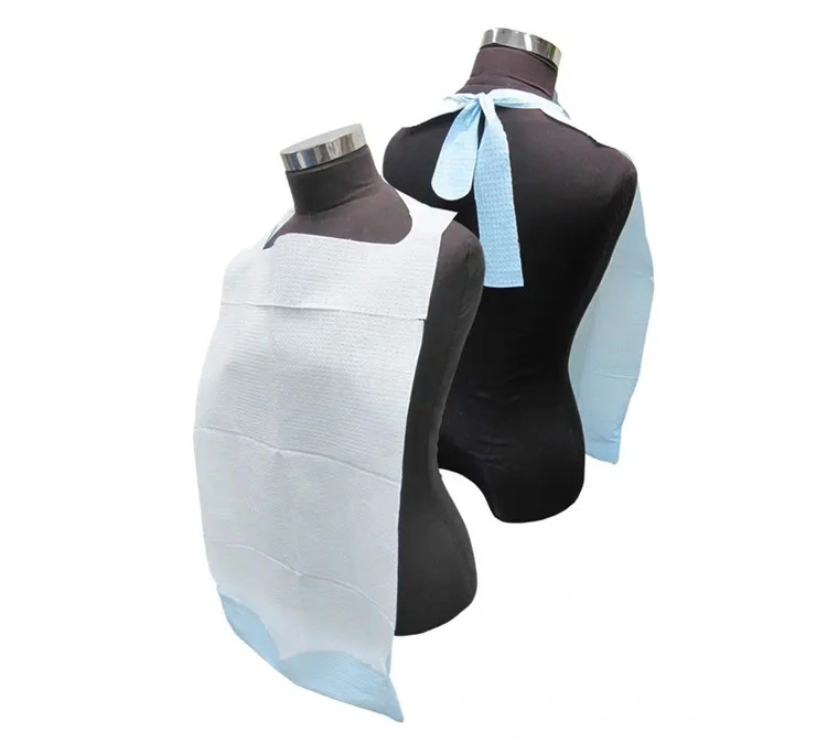 SJ Waterproof Disposable Bibs PE Non Woven Aprons for Adult Dental Hospital Patients and Senior Resident Home