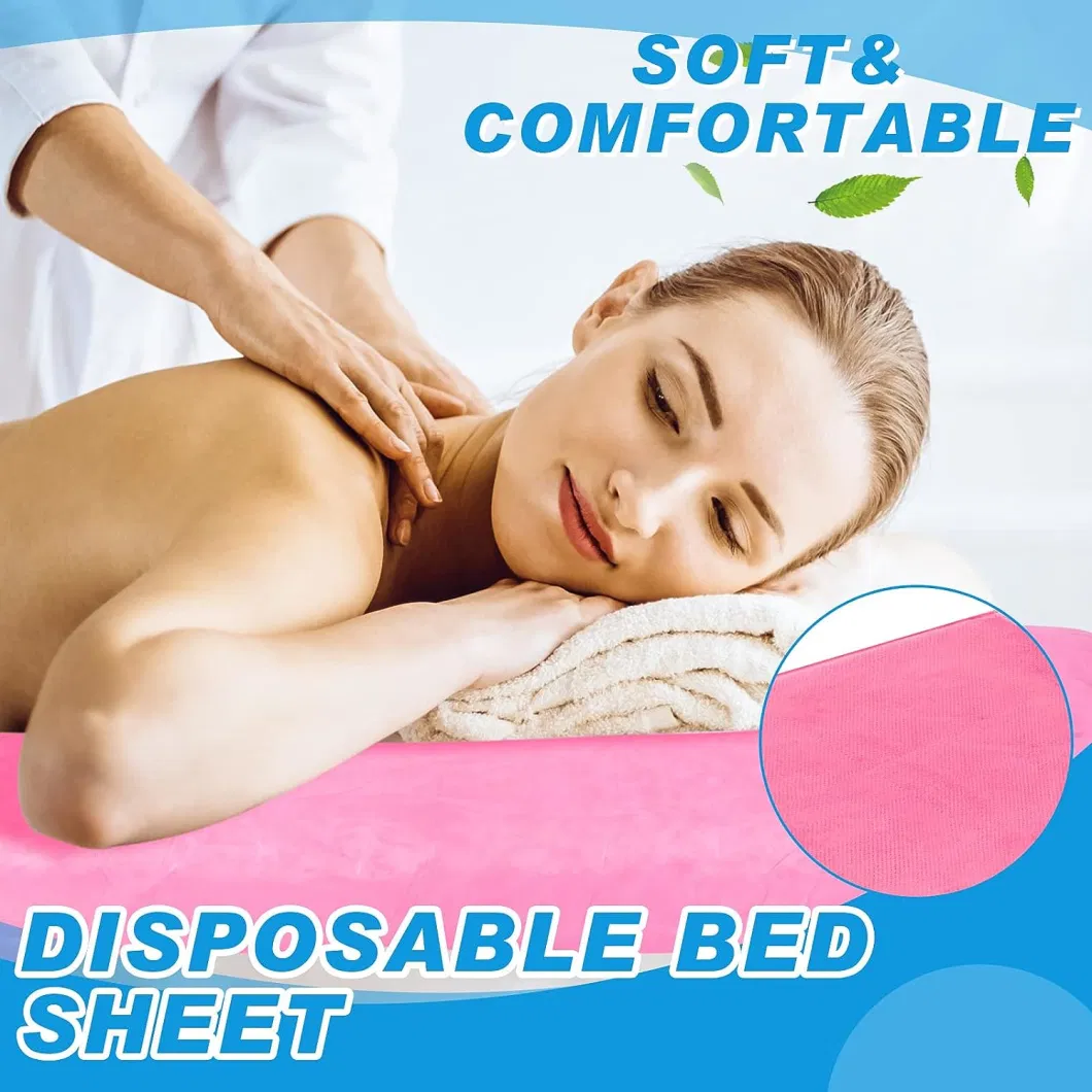 SJ Disposable Massage Table Sheets Non Woven Fabric Pink SPA Premium Breathable Bed Covers