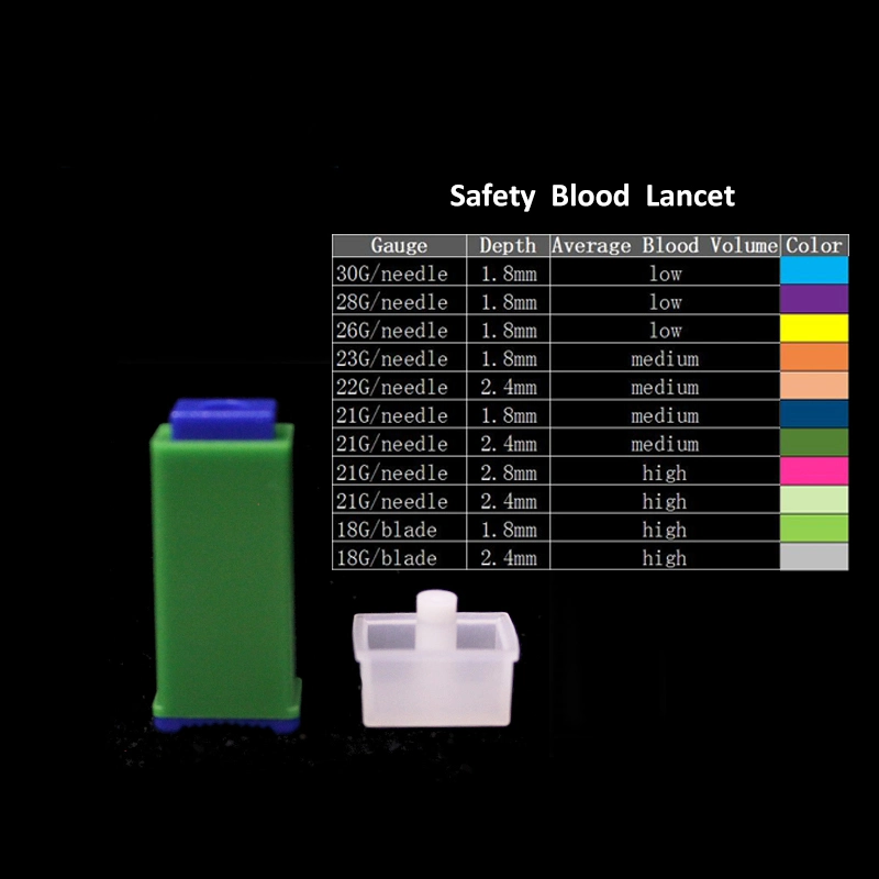 Medical Sterile Disposables Plastic Pressure Activated Safety Blood Lancet Collection Needle Press Type 23G