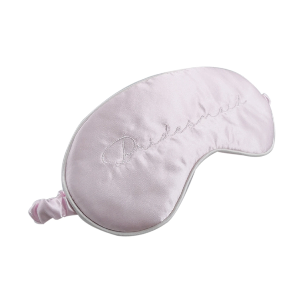 Best Most Comfortable Soft Pure 100 Silk Pink Washable Luxury Sleep Eye Mask Cute Novelty Sleeping Eye Patch with Elegance Embroidery Logo Design Eyemask