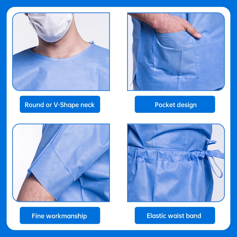 Wholesale Unisex Disposable Non-Woven Nurse Medical Scrubs Uniform Suit Type for Hospital Use for Men and Women