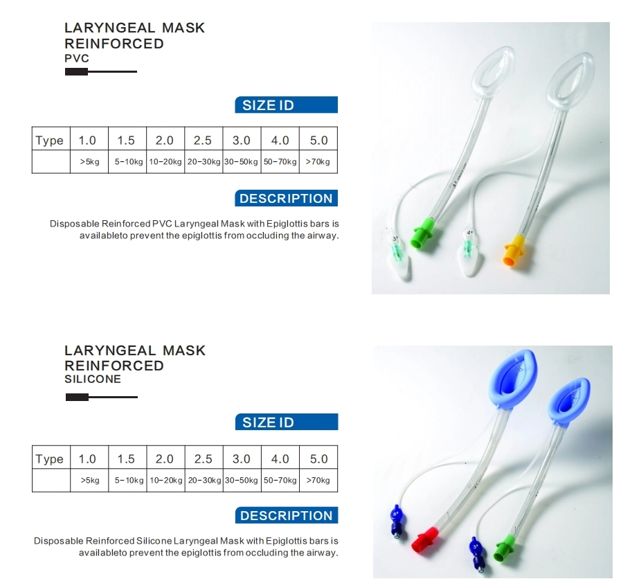 Orcl Manufacturer Wholesale Silicone Reusable Reinforced Easy Laryngeal Airway Mask