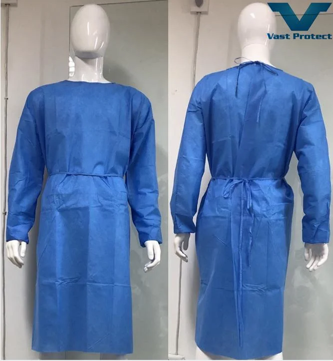 Disposable Coverall Knitted Cuff Waterproof Breathable Anti-Static SMS Isolation Gown