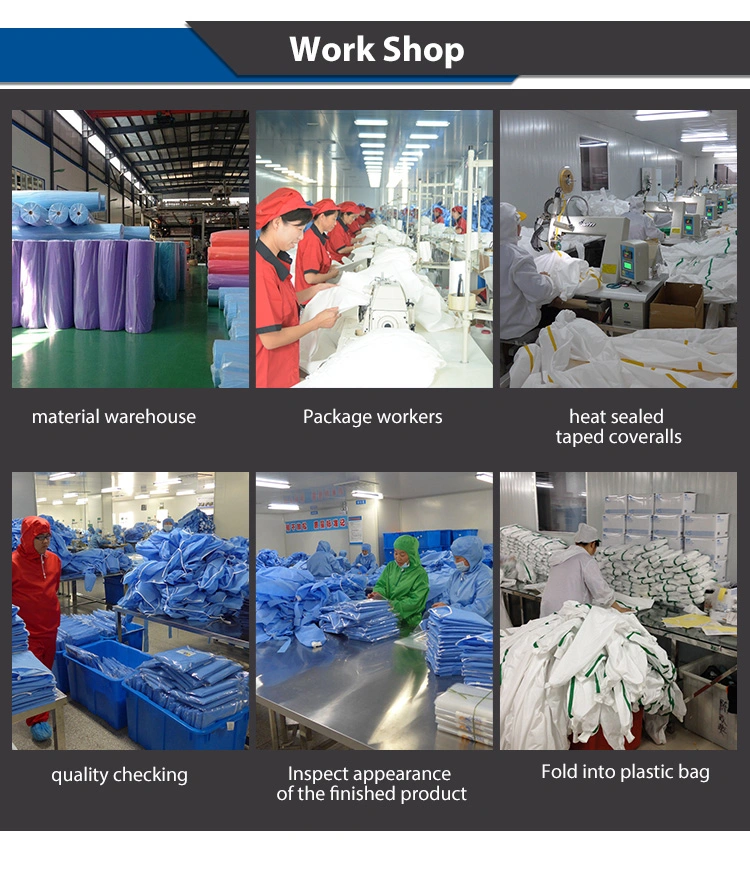 Full Body Anti Virus En14126 PPE Suit Type 4 5 6 Nonwoven Personal Protective Equipment Suit Disposable Isolation Coverall