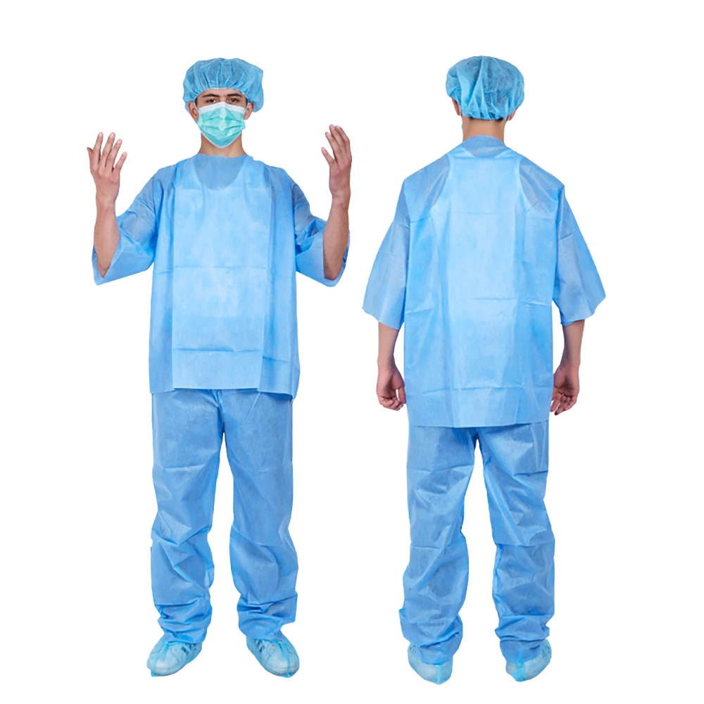 Wholesale Unisex Disposable Non-Woven Nurse Medical Scrubs Uniform Suit Type for Hospital Use for Men and Women