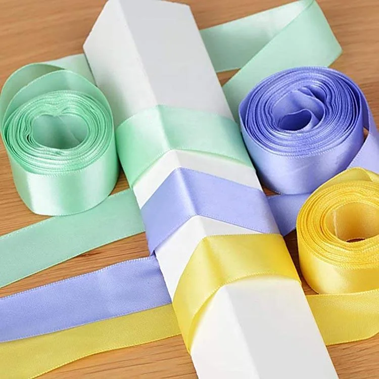 100 Yards Manufacturer Wholesale Wrapping Gift Printed Silky Single Faced Grosgrain Silk Satin Ribbon Roll with Logo