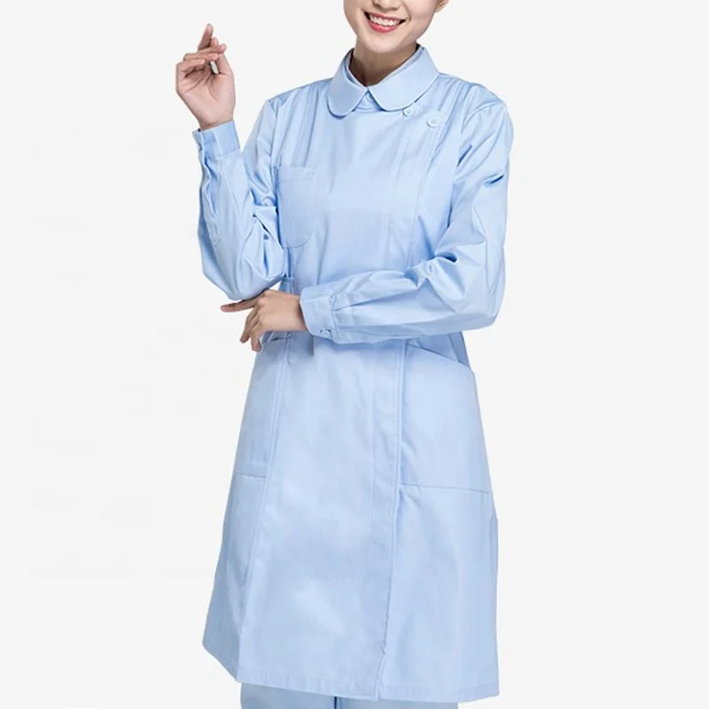 Best Quality White Nurse Uniform Dress Short Sleeve Skirt Scrub Uniform Dress for Hospital