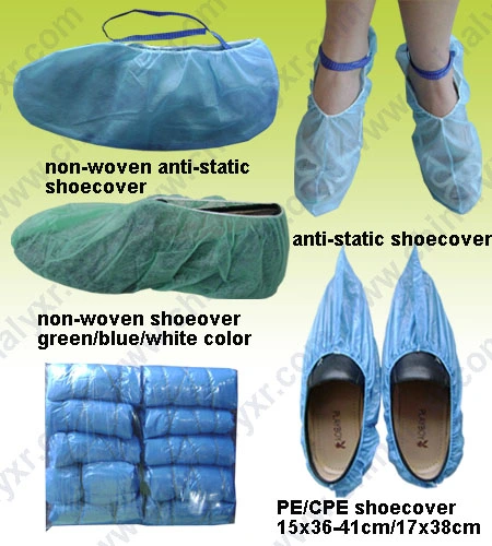 CPE Shoecover Dispenser Disposable PE Plastic Waterproof Shoe Cover with Green Golor