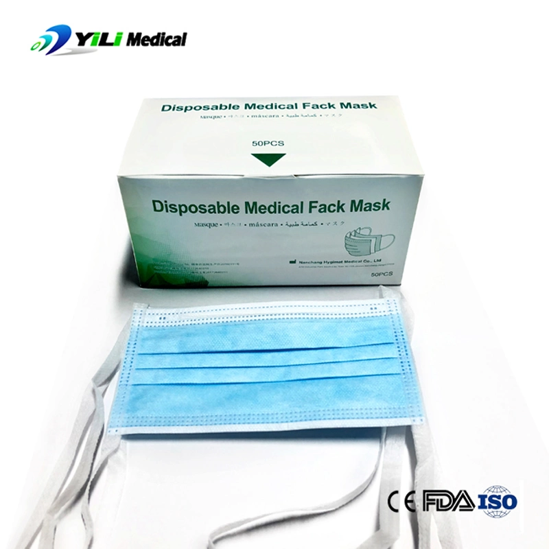 Medical Supply Wholesale 3 Ply Non-Woven Fabric Tie-on Protective Safety Surgical Face Mask Tie