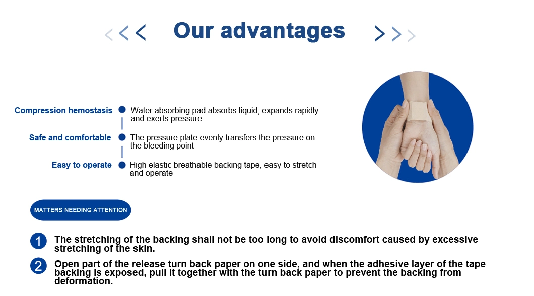 Adhesive Tape Medical Surgical Hemostatic Wound Dressing for Intravenous Injection