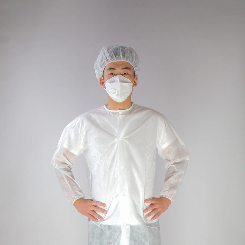 Disposable Cleanroom Nonwoven Fabric PP 20GSM Lab Coat White