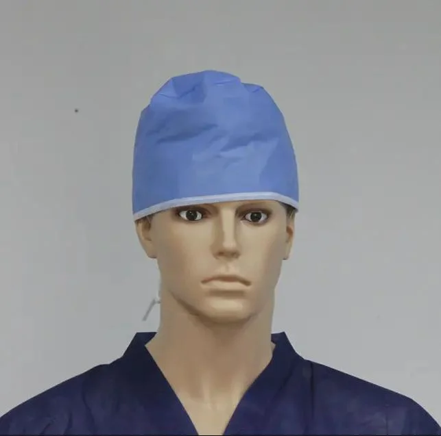 Non-Woven Surgical Doctor Cap with Ties on for Hospital Cover Head Cap