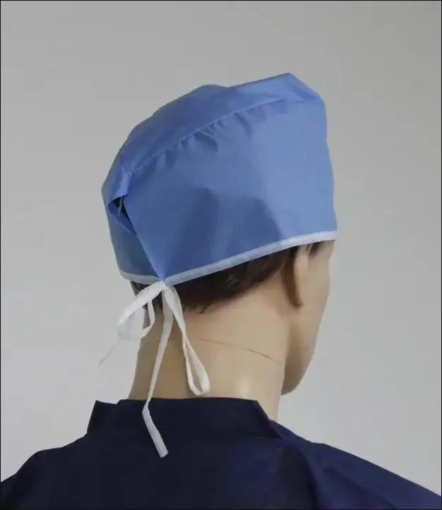 Non-Woven Surgical Doctor Cap with Ties on for Hospital Cover Head Cap