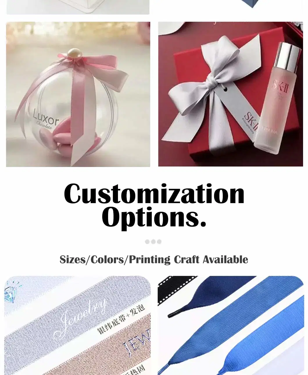 Custom 3D Embossed Logo Ribbon with Logo Silk Stain Grosgrain Ribbon for Decoration Box Gift Packing