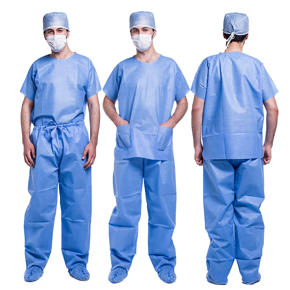 Wholesale Unisex Disposable Non-Woven Nurse Medical Scrubs Uniform Suit Type for Hospital Use for Men and Women