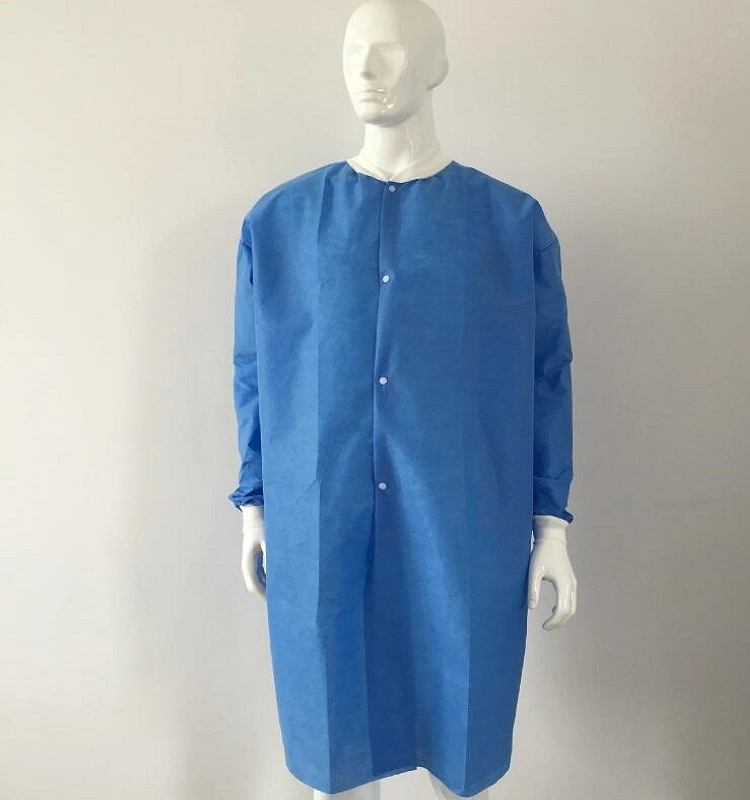 Disposable Non Woven SMS Fabric Customized Knitted Cuffs Lab Coat