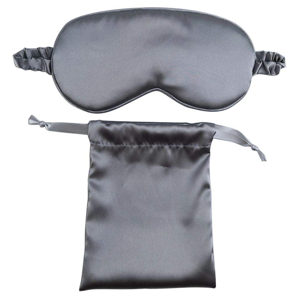 OEM ODM Emulation Silk Grey Eyepatch with Comfortable Hot Pouch Blindfolded Eye Mask Shade Patch Imitated Silk Fabric Eyemask