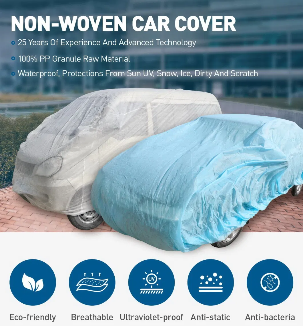 100% PP Car Cover Sun Shade Dust Proof White Silver Green Blue Colors