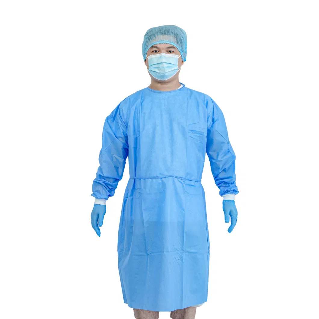 Disposable Protective Non-Woven Fabric Lab Coat with Velcro for Working Clothes