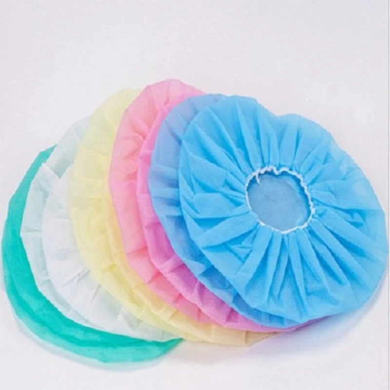 Disposable Colorful PP Non-Woven Fabric Hospital Doctor Nurse Surgical Bouffant Clip Mob Cap Hair Net Cover with Elastic