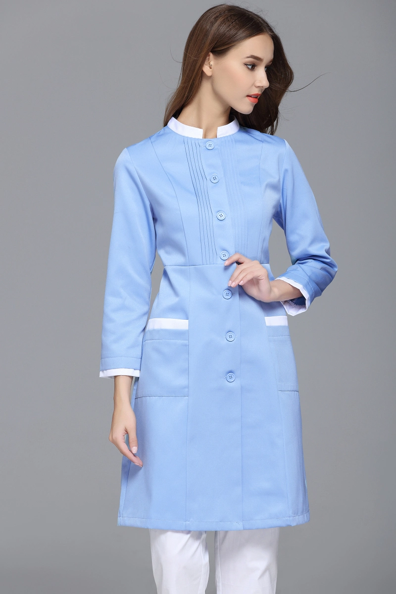 Custom Cotton Long Sleeve Nurse Uniform Dress